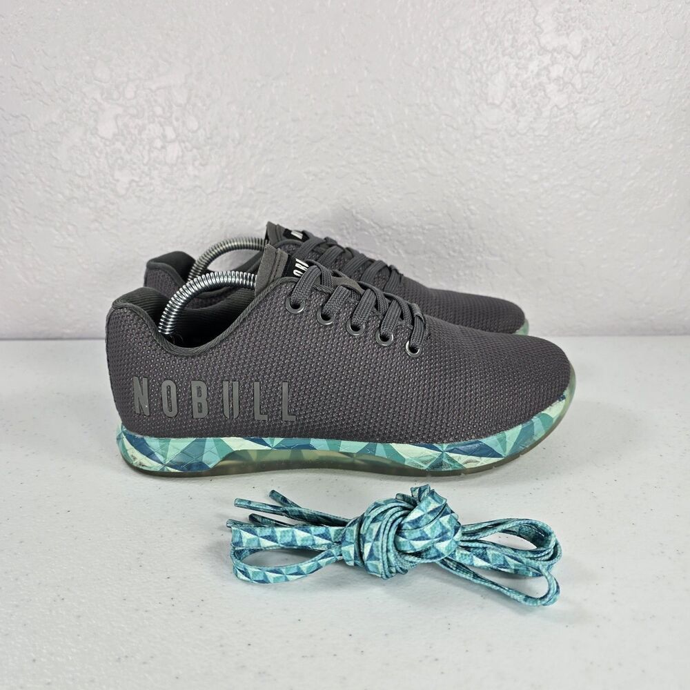 Nobull Outwork Trainers Womens 7.5 Gray Teal Workout Sneakers
